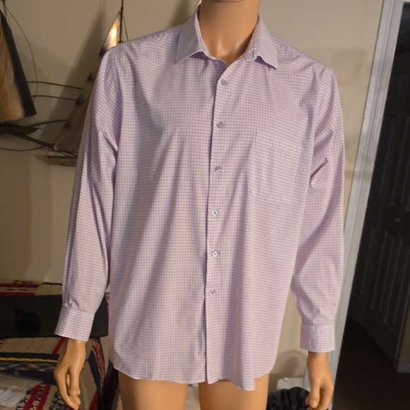 Men's Light Purple Checkered Shirt - Picture 1 of 4